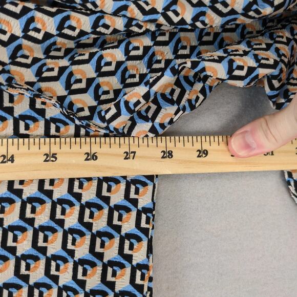 Cotton Bleu Geometric Tunic Top Women's Plus Sz 3X Ruffle Trim Long Puff Sleeve - Picture 3 of 10